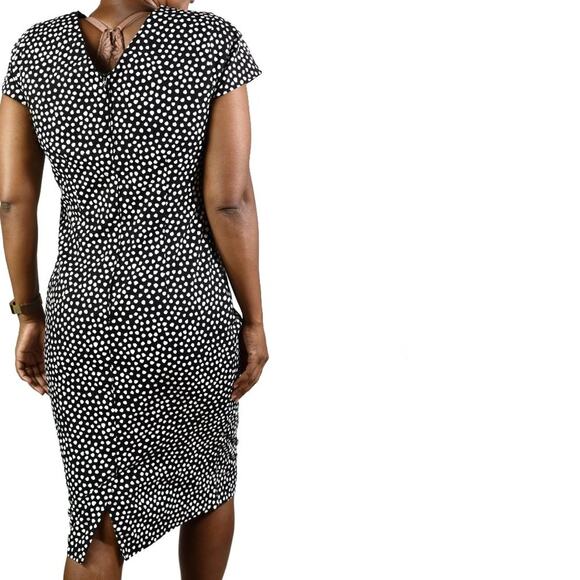Vintage Howard Wolf Dress Black and White Cap Sleeve Shoulder Pads Dotted Small - Picture 2 of 12